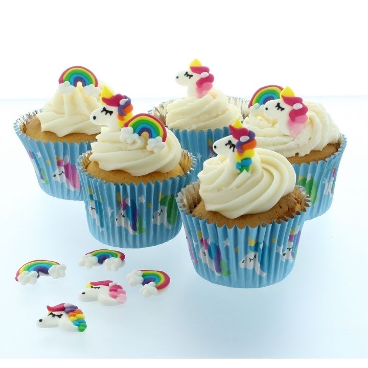 Culpitt Rainbows & Unicorns Sugar Piping's, Edible Cake Decorations,  Unicorn Cupcake Decorations - Pack of 12