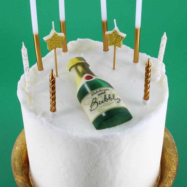 Jindal Party Products Champagne Bottle & Glass Cake Topper with Colorful  Stripe : Amazon.in: Home & Kitchen