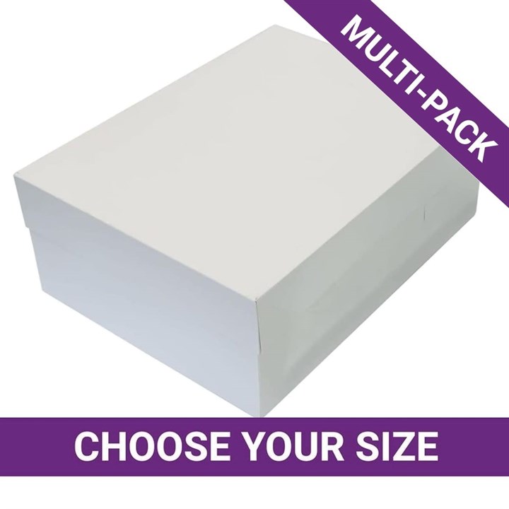 Oblong White Cake Box & Lid - Multipack